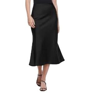 Express Black Satin Midi  Skirt EX010682 Womens XL NWT